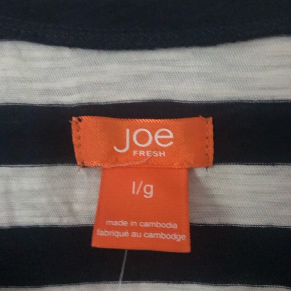Joe Fresh sleeveless v-neck t-shirt tank chest pockets side slit cotton stripe - Picture 5 of 6